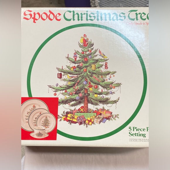 5 PIECE SPODE CHRISTMAS TREE PLACE SETTING BRAND NEW IN BOX - Picture 4 of 6